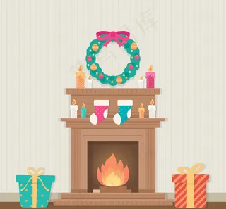 圣诞客厅壁炉