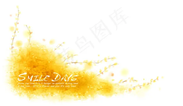 花朵树枝墨迹psd模版下载
