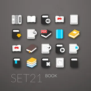 书本扁平化图标,免抠元素,背景元素