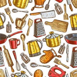 厨房用品无缝背景