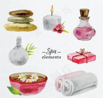 水彩绘spa元素