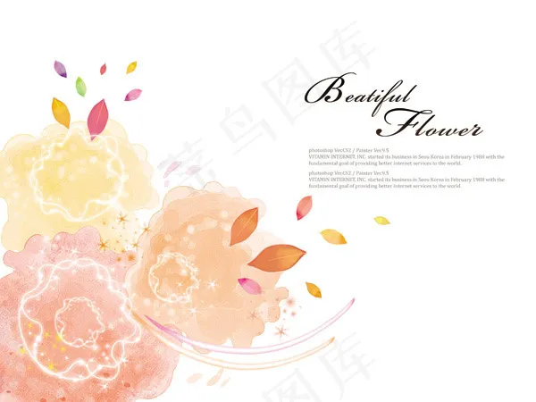 树叶与抽象图案psd模版下载