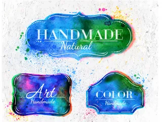 水彩标签设计