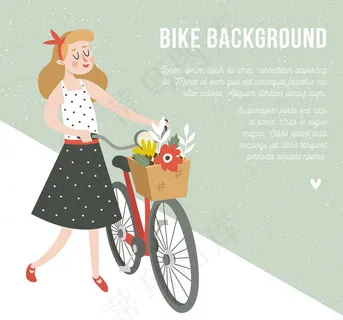 推单车散步的女子