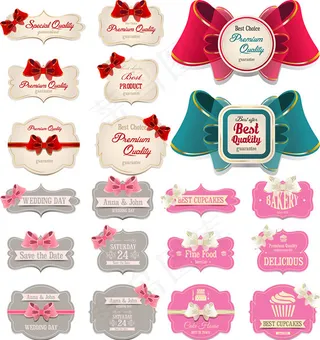 蝴蝶结装饰标签,免抠元素