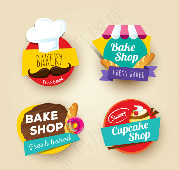 面包店标签矢量,免抠元素