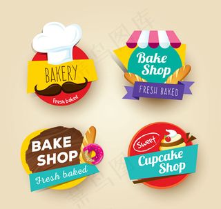 面包店标签矢量,免抠元素