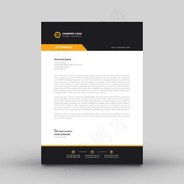 现代简约商务信纸模板eps,ai矢量模版下载