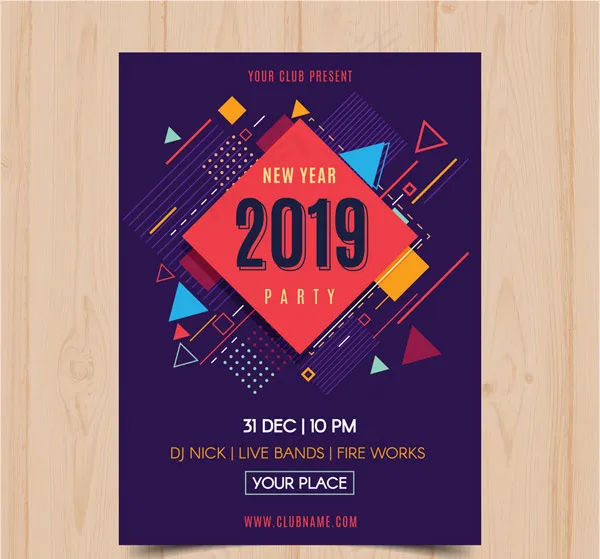 2019新年派对传单ai矢量模版下载