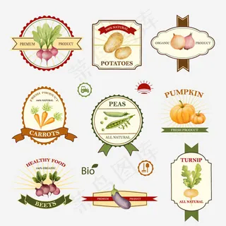 有机蔬菜标签,免抠元素