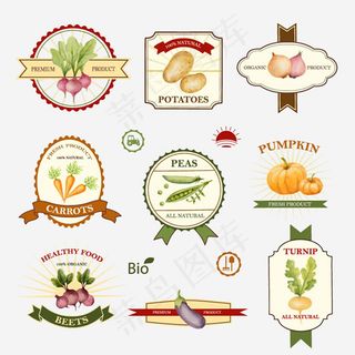 有机蔬菜标签,免抠元素