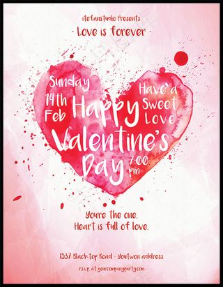 水彩爱心情人节