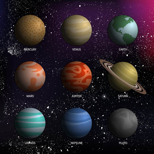 太阳系行星主题ai矢量模版下载