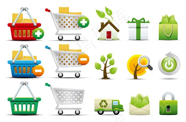 购物和环保图标,免抠元素eps,ai矢量模版下载