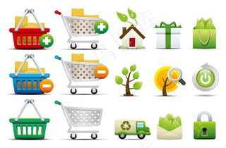 购物和环保图标,免抠元素