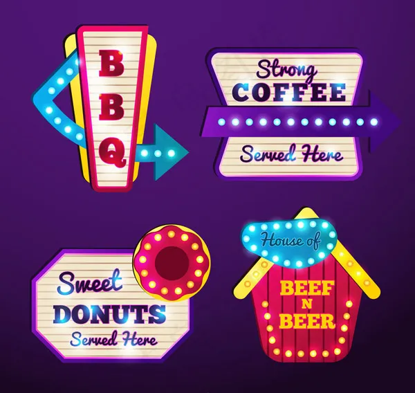 霓虹灯招牌ai矢量模版下载