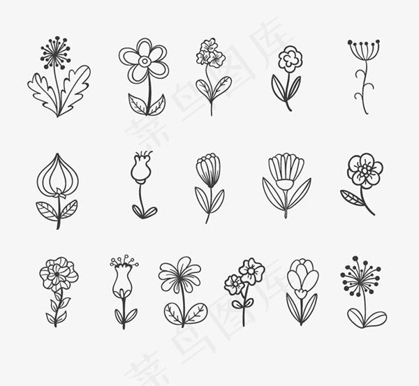 时尚手绘花朵,背景元素