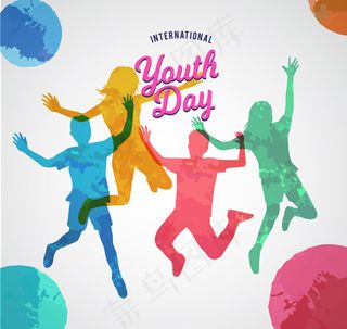 青年节跳跃人物