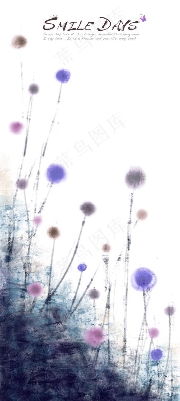 花草丛创意插画psd模版下载