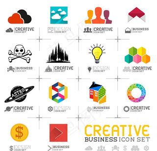 彩色简洁图标,免抠元素