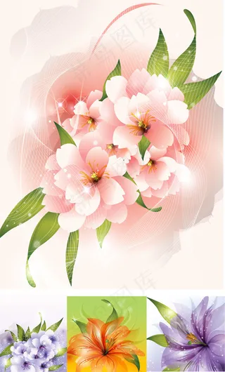 精美花朵鲜花矢量
