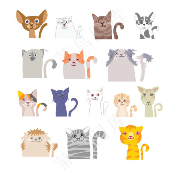 卡通插画猫咪eps,ai矢量模版下载
