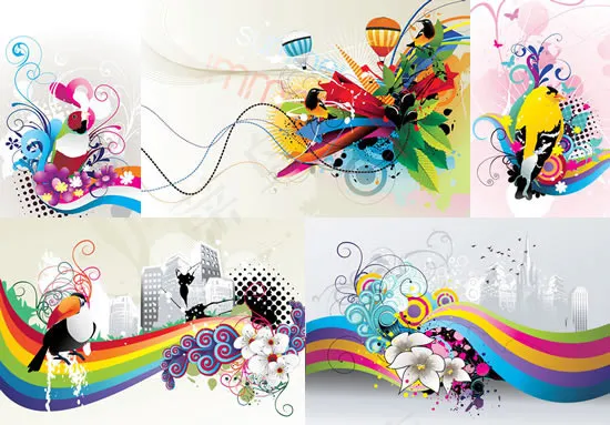 色彩花纹背景eps,ai矢量模版下载