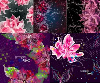 瑰丽花卉幻梦背景,背景元素