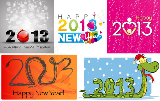 2013新年设计元素eps,ai矢量模版下载
