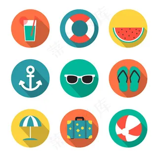 圆形度假图标,免抠元素