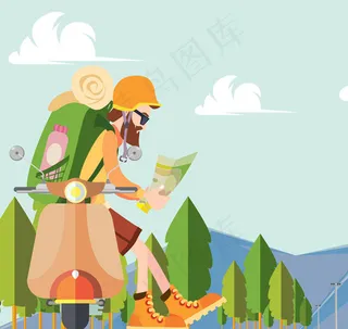 背包客男子矢量