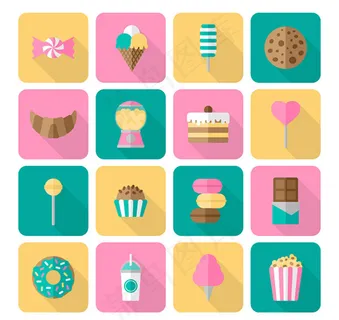 方形甜品图标,免抠元素