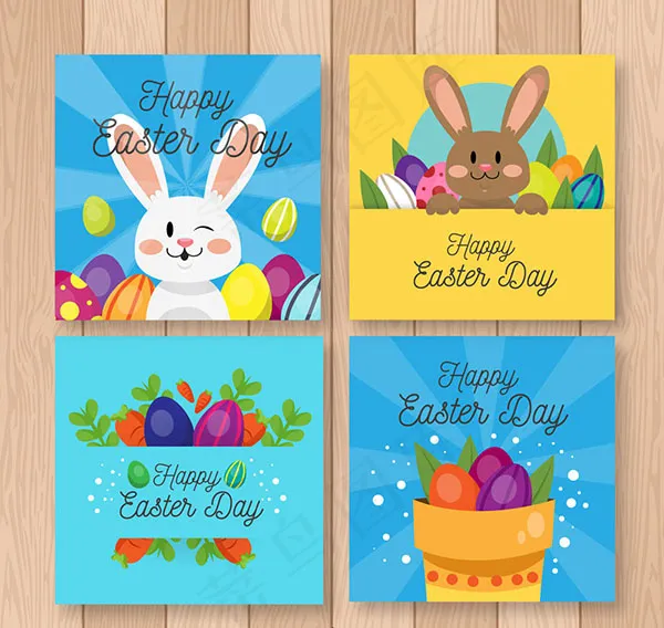 可爱复活节卡片ai矢量模版下载