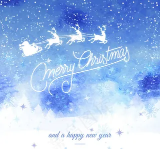 圣诞夜雪橇贺卡