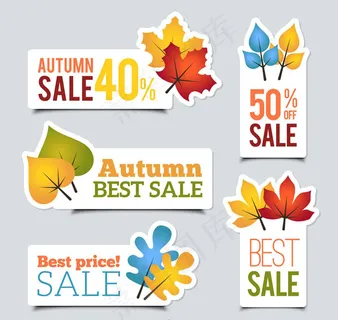 秋季树叶促销标签