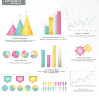 彩色数据信息图表