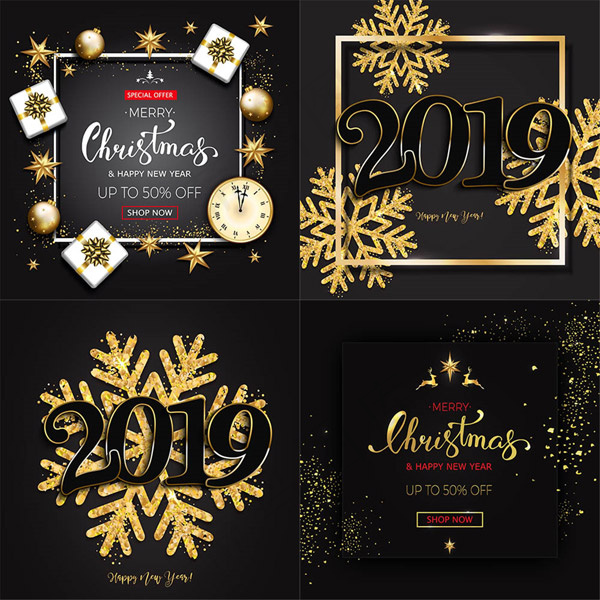 金色元素圣诞海报