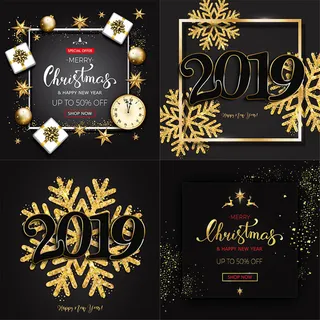 金色元素圣诞海报