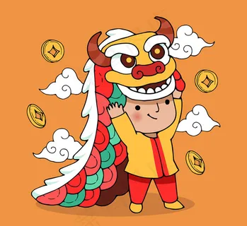 舞狮子男孩 舞狮子男孩