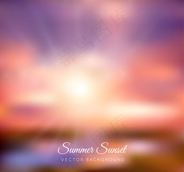 夏季夕阳风景ai矢量模版下载