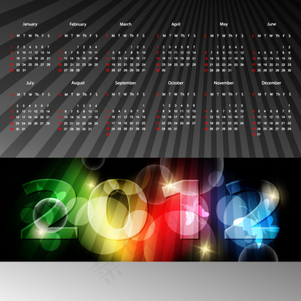 2012年挂历02eps,ai矢量模版下载