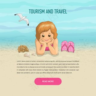 海边度假的小女孩