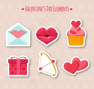 情人节贴纸矢量