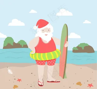 度假的圣诞老人