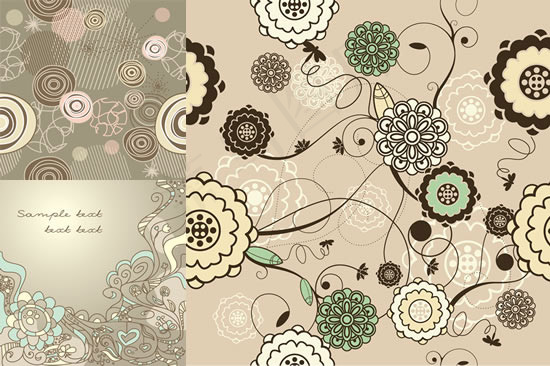 复古手绘花纹,背景元素ai矢量模版下载