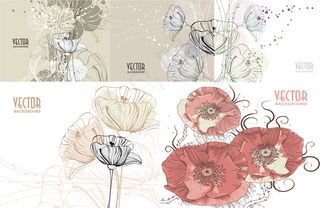 淡雅手绘花朵,背景元素