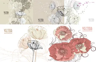 淡雅手绘花朵,背景元素