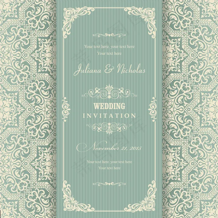 欧式复古请柬,背景元素