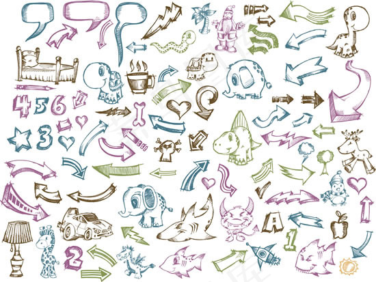 手绘卡通图标,免抠元素,背景元素eps,ai矢量模版下载