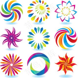 七彩花朵图标,免抠元素